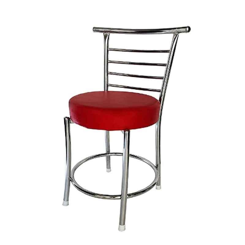 RW Rest Well RW-158 Leatherette Red Ergonomic Dining Chair with Steel Chrome Finish